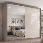 Guarda-Roupa Casal Henn Dream 2 Portas Deslizantes com Espelho 100% MDF Off White/Avelã