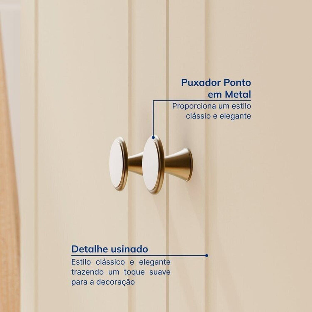 Conjunto Sala Ananda Rack e Armário Madeira Maciça Off White/Mel CabeCasa MadeiraMadeira