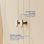 Conjunto Sala Ananda Rack e Armário Madeira Maciça Off White/Mel CabeCasa MadeiraMadeira