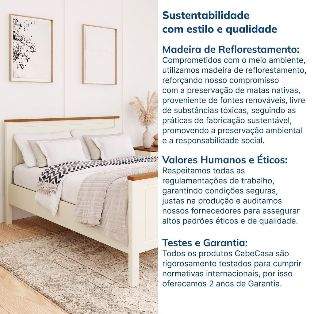 Cama Casal Ananda CabeCasa MadeiraOriginals Branco/Off-White/Mel