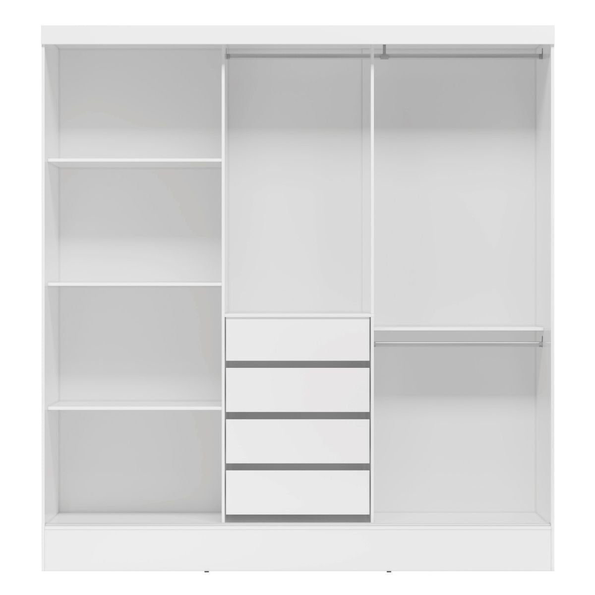 Guarda-Roupa Casal 3 Portas de Correr 4 Gavetas Plata Demóbile MDP Branco