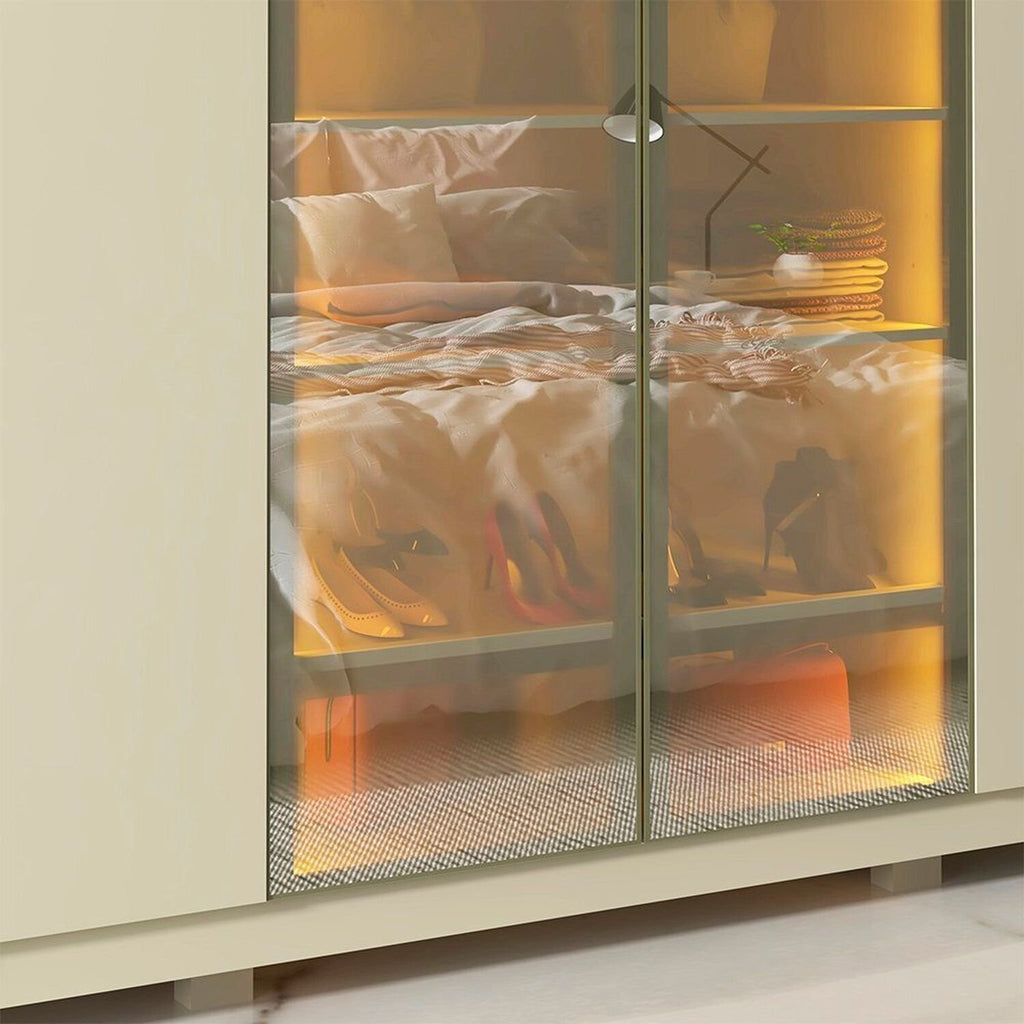 Guarda-Roupa Casal 6 Portas com Pés com LED Imperatriz Reflecta 100% MDF Yescasa Off White