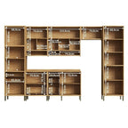 Cozinha Completa Modulada 100% MDF 7 Peças 14 Portas 6 Gavetas e Vidro 429cm Vicenza Espresso Móveis Cinza/Amêndoa/Chumbo