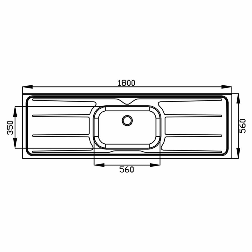 Pia de Cozinha com Cuba 180cm Aço Inox e Válvula Ghel Plus
