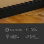 Kit 10 Barras Rodapé Poliestireno 10cm Frisado Preto 2m RM Decor
