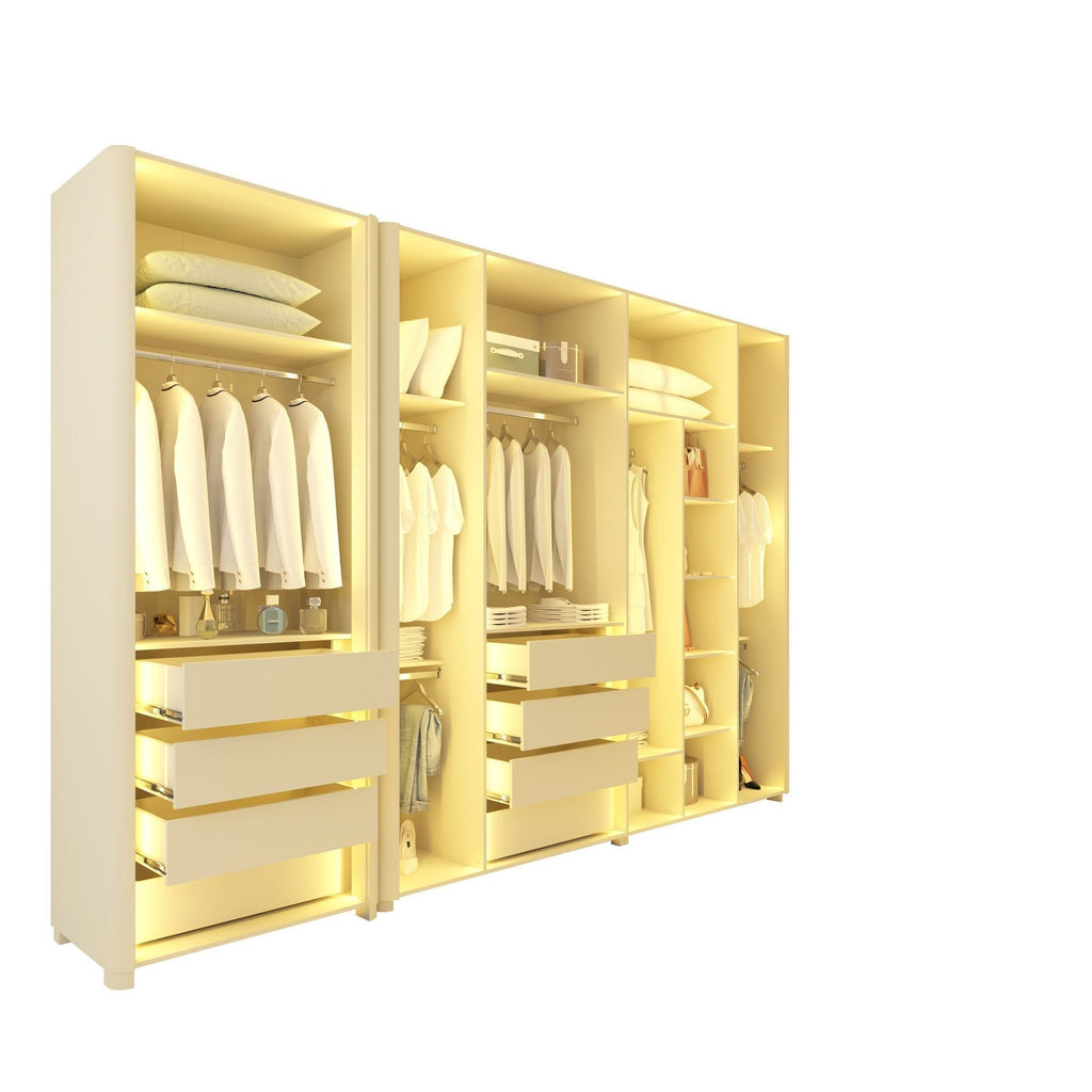 Guarda-Roupa Modulado Reflecta Innova 8 Portas 341,4cm x 240cm Mod 012 100% MDF Bege/Off White
