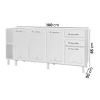 Balcão de Cozinha para Pia em Aço 4 Portas 2 Gavetas com Nichos 180cm Star New Telasul Branco
