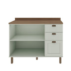 Balcão para Cozinha 2 Portas 3 Gavetas Provençal com Tampo Iluminata Genialflex Verde/Mint/Ébano Fosco