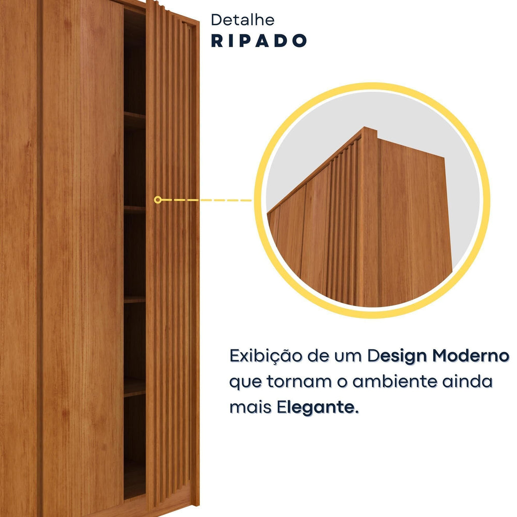 Guarda-Roupa Casal Ripado 6 Portas 6 Gavetas 275cm Yescasa Marrom/Cinamomo