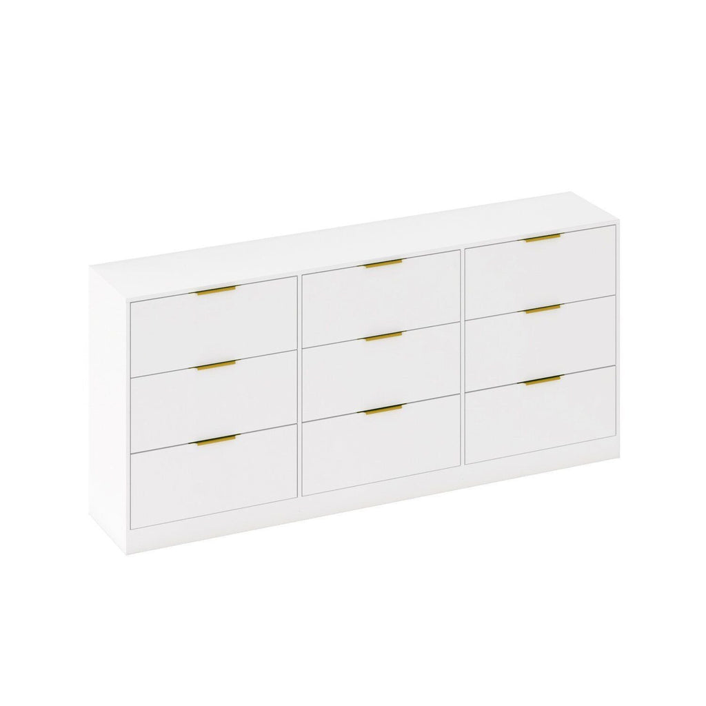 Cômoda para Quarto 9 Gavetas 200x90cm Sun Yescasa Branco
