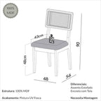 Conjunto de Jantar Mesa Redonda MDF 4 Cadeiras Tela Palha Freijó Off White Cesare Claro Dalla Costa