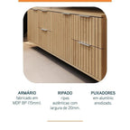 Conjunto para Banheiro Bancada Porcelanato Cuba Apoio Armário Espelho Ripy Bumi 120cm Amarelo/Wood/Travertino