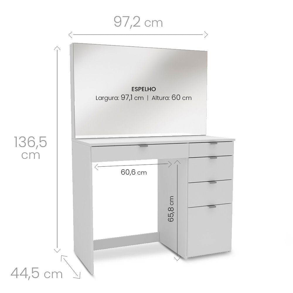 Penteadeira 5 Gavetas 1 Divisor Linden Politorno Branco