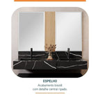 Conjunto para Banheiro Bancada Porcelanato Cuba Apoio Armário Espelho Ripy Bumi 120cm Amarelo/Wood/Travertino