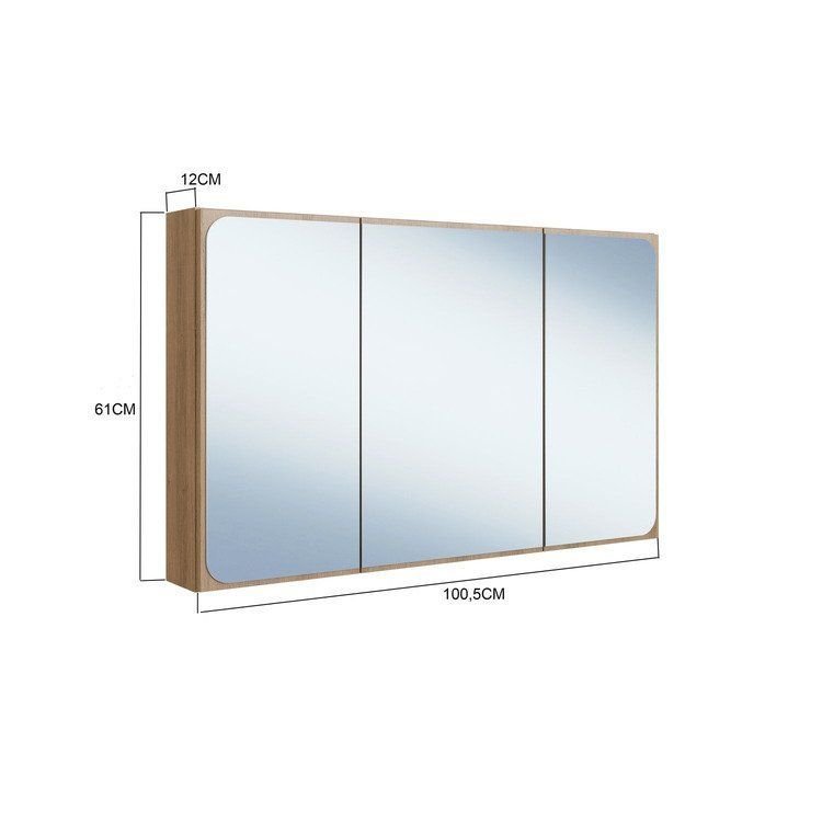 Armário Espelheira para Banheiro 100cm 3 Portas Lavinia FAEMA Mel