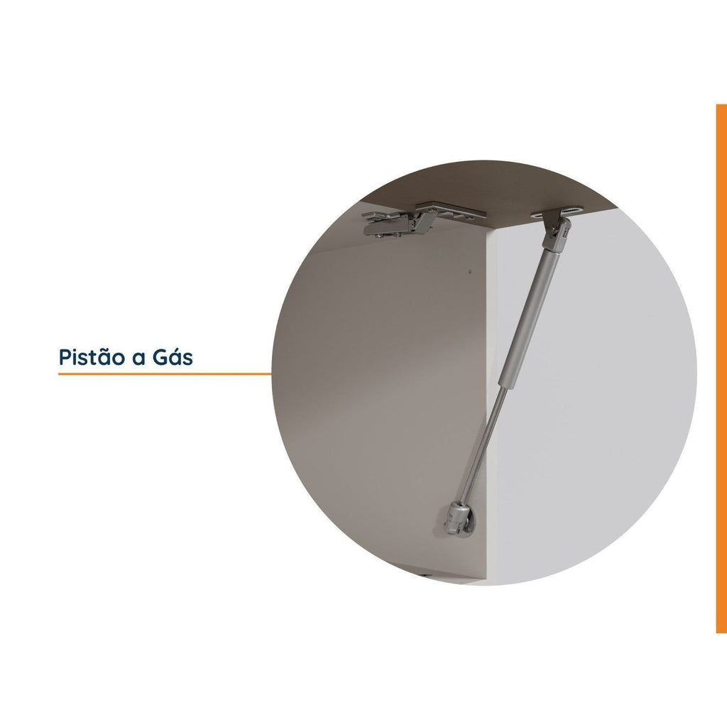 Armário Aéreo Porta Basculante 80cm Puxador 150cm Ipanema CabeCasa MadeiraOriginals Fendi Trama/Branco
