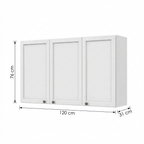 Armário Aéreo 3 Portas 120cm Unna Yescasa Branco