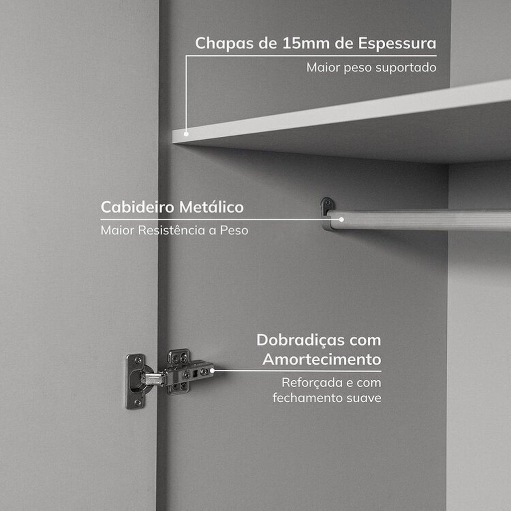 Guarda-Roupa Modulado de Canto 10 Peças 18 Portas Jade CabeCasa MadeiraMadeira