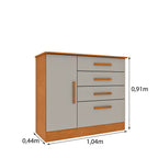 Quarto Infantil Completo com Guarda-Roupa Cômoda e Cama 100% MDF Harmonia Yescasa Bege/Cinamomo/Off