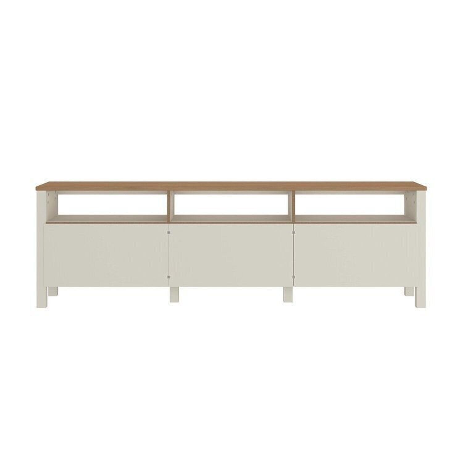 Conjunto Sala Ananda Rack e Armário Madeira Maciça Off White/Mel CabeCasa MadeiraMadeira