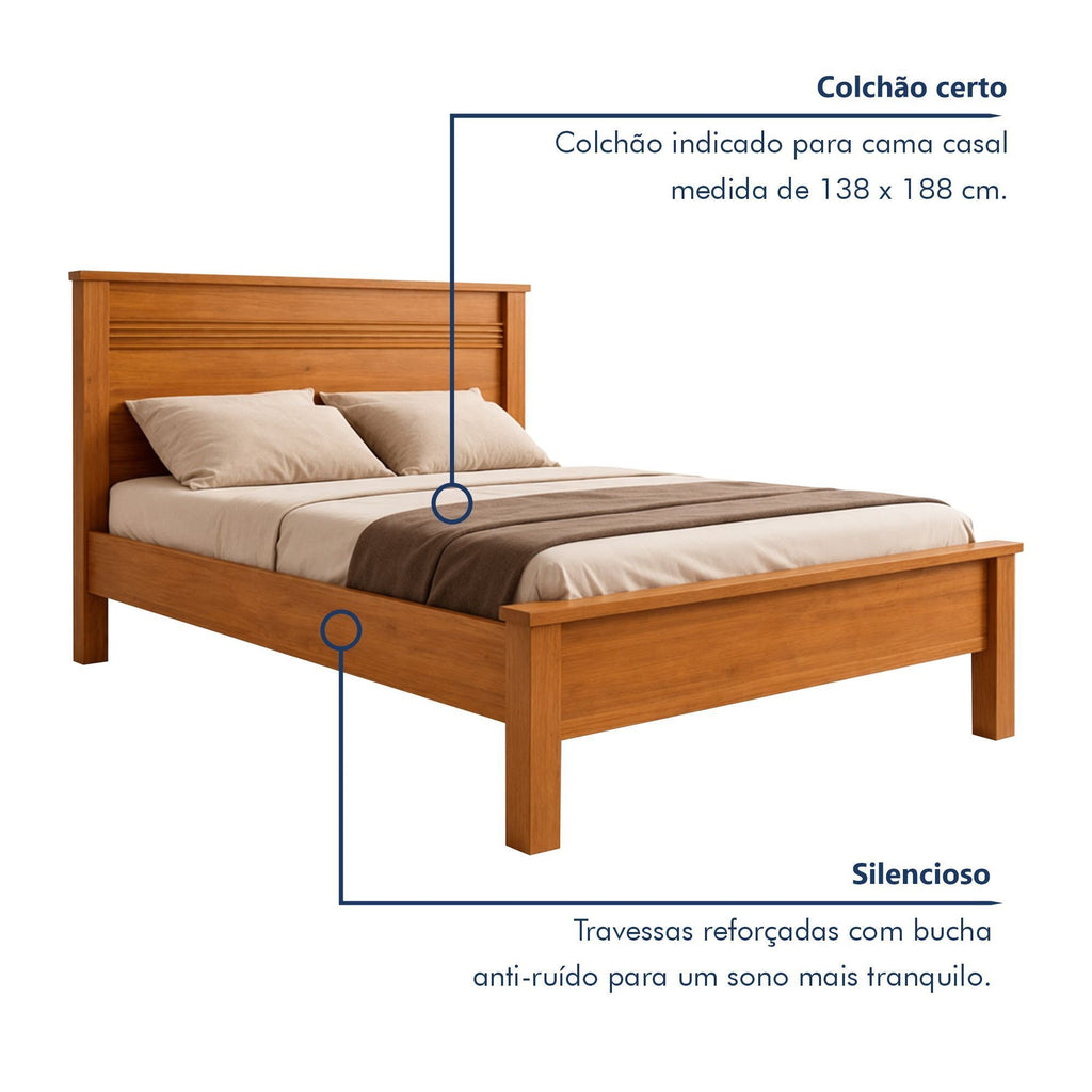 Cama Casal Irlanda Conquista Móveis MDF/MDP Cacau