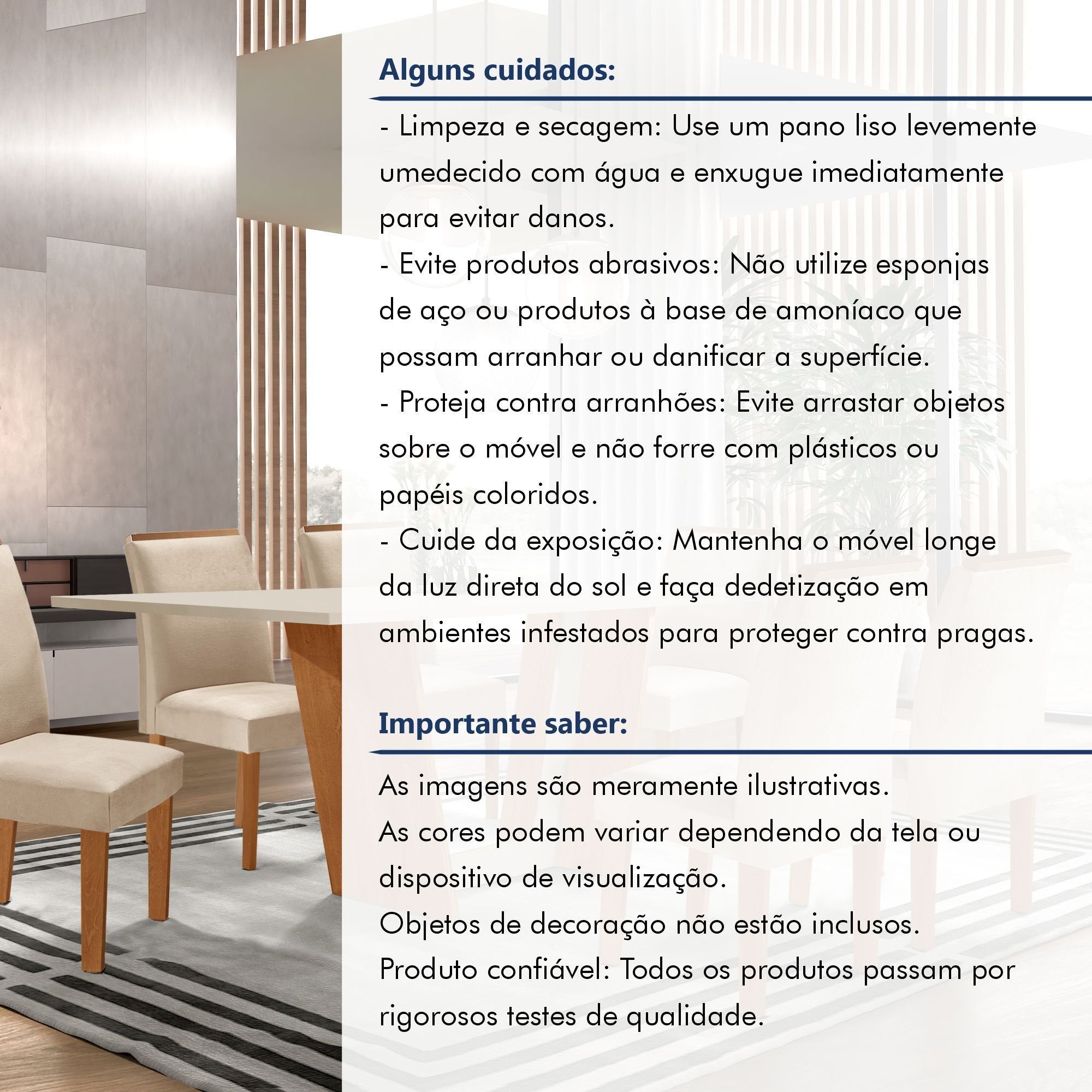 Conjunto Sala de Jantar Mesa Tampo Dakota Plus 160x80cm com 6 Cadeiras Luisa Yescasa