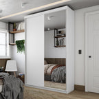 Guarda-Roupa Solteiro 2 Portas 1 Espelho 100% MDF Geneve RR Móveis Branco