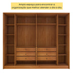Guarda-Roupa Casal Ripado 6 Portas 6 Gavetas 275cm Yescasa Marrom/Cinamomo