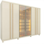 Guarda-Roupa Casal 6 Portas com Pés e LED Absolut New Reflecta 100% MDF Off White Gelius Móveis