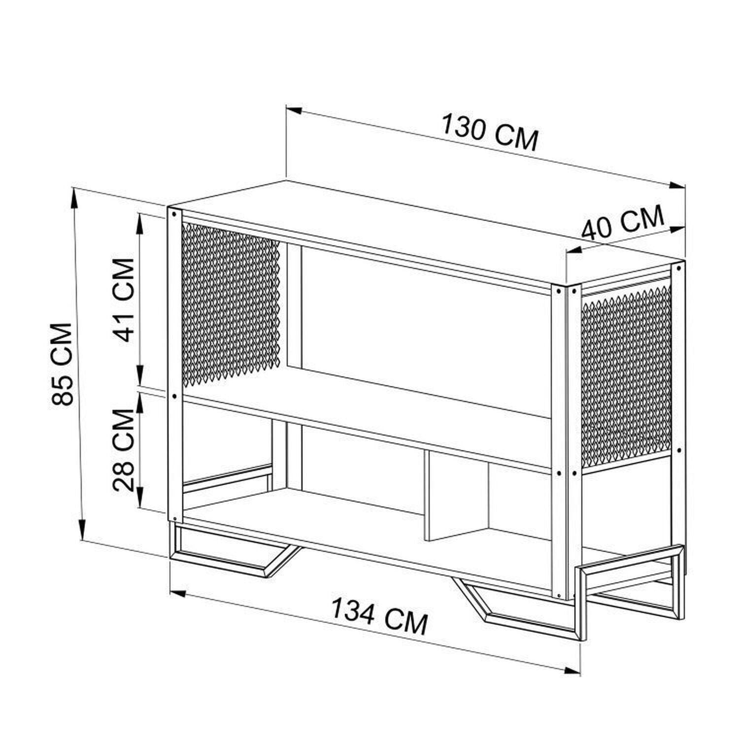 Conjunto Sala de Estar Completa Rack TV 60 Polegadas, Estante e Aparador Industrial Telado Marrom Espresso Móveis