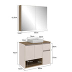Conjunto para Banheiro Gabinete Suspenso com Cuba e Espelheira Aurora Yescasa 80cm Bege/Mel/Arenas