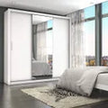 Guarda-Roupa Casal 4 Espelhos 3 Portas de Correr 4 Gavetas Max Plus Espresso Móveis Branco