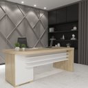 Escrivaninha Mesa Escritório Tamburato 4 Gavetas Lado Direito 180cm Marrom/Charuto/Preto Artany