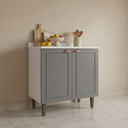 Balcão para Cozinha 2 Portas 80cm sem Tampo Pérola Yescasa Branco/Azul