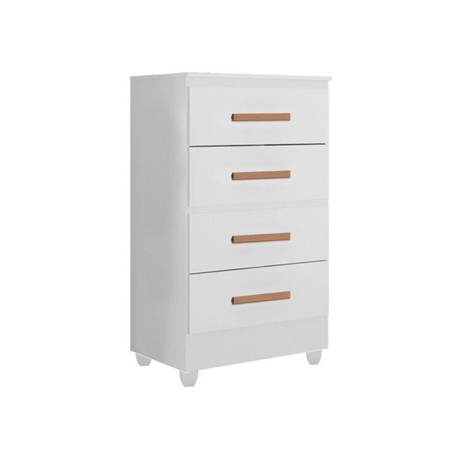 Quarto Bebê Infantil com Guarda-Roupa 4 Portas e 2 Gavetas e Cômoda 4 Gavetas Branco Móveis Leão