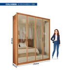 Guarda-Roupa 4 Portas Reflecta 3 Gavetas 100% MDF Freijó New Reflex Caemmun