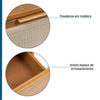 Cômoda 6 Gavetas Madeira Maciça com Telinha Rattan Viena Mel Marrom Artemobili