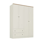 Guarda-Roupa Casal 4 Portas 2 Gavetas Ananda CabeCasa Bege/Offwhite