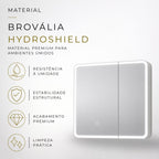 Espelheira para Banheiro 2 Portas LED Touch Kyoto Brovália 68cm Resistente à Umidade