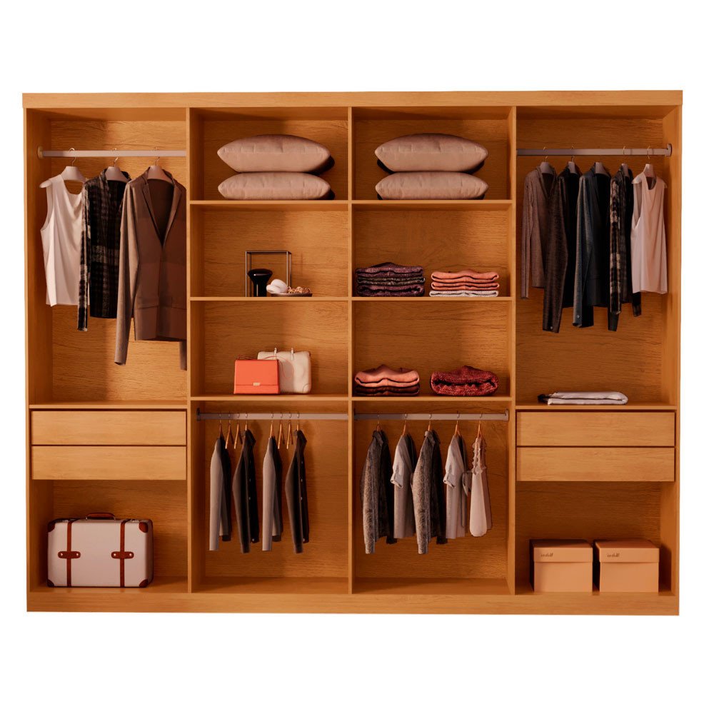 Guarda-Roupa Casal Toronto 8 Portas 4 Gavetas 100% MDF Moderna Mobília