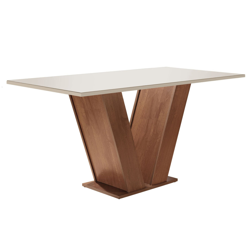 Conjunto Sala de Jantar Mesa Retangular Tampo Vidro/MDF com 6 Cadeiras Espanha Yescasa