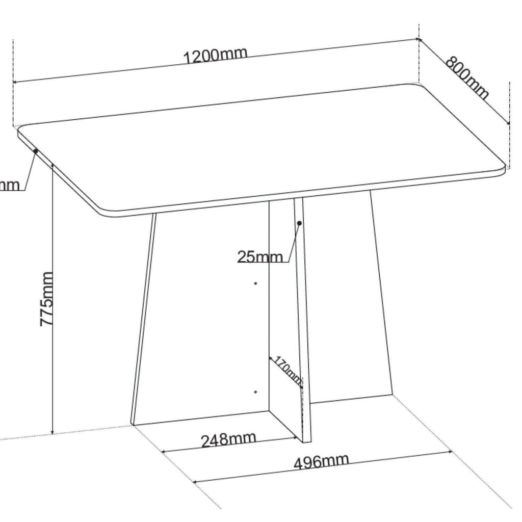 Conjunto Canto Alemão com Baú Mesa 120x77,5cm Tampo sem Vidro com 2 Cadeiras Milão Viero