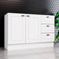 Balcão para Pia 2 Portas 3 Gavetas MDF 120cm Emily Espresso Henn Branco HP