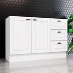 Balcão para Pia 2 Portas 3 Gavetas MDF 120cm Emily Espresso Henn Branco HP