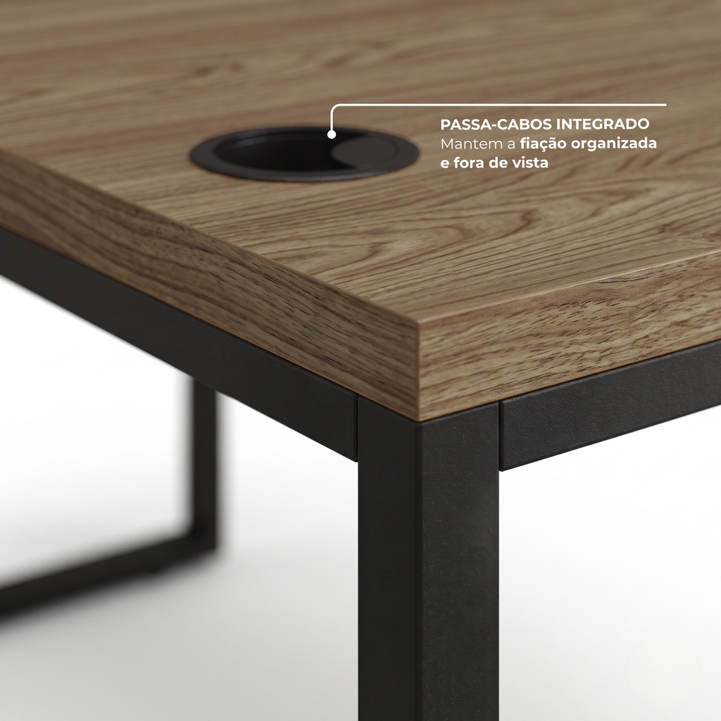Escrivaninha Mesa Escritório Industrial Office 190cm Carvalho/Munique Kappesberg
