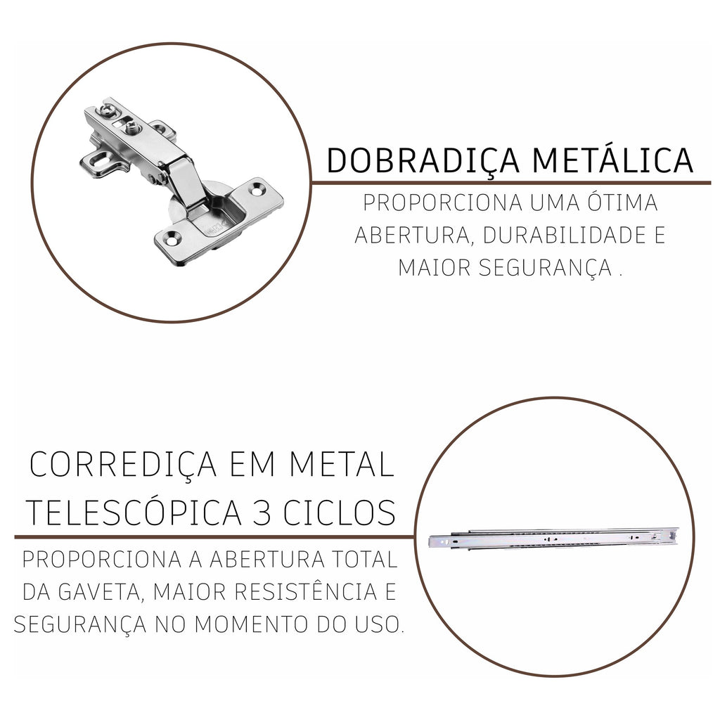 Cozinha Completa Fidelitá Paris 7 Peças 600cm 16 Portas 6 Gavetas com Tampo Nogal/Salinas 600x53x204,5cm
