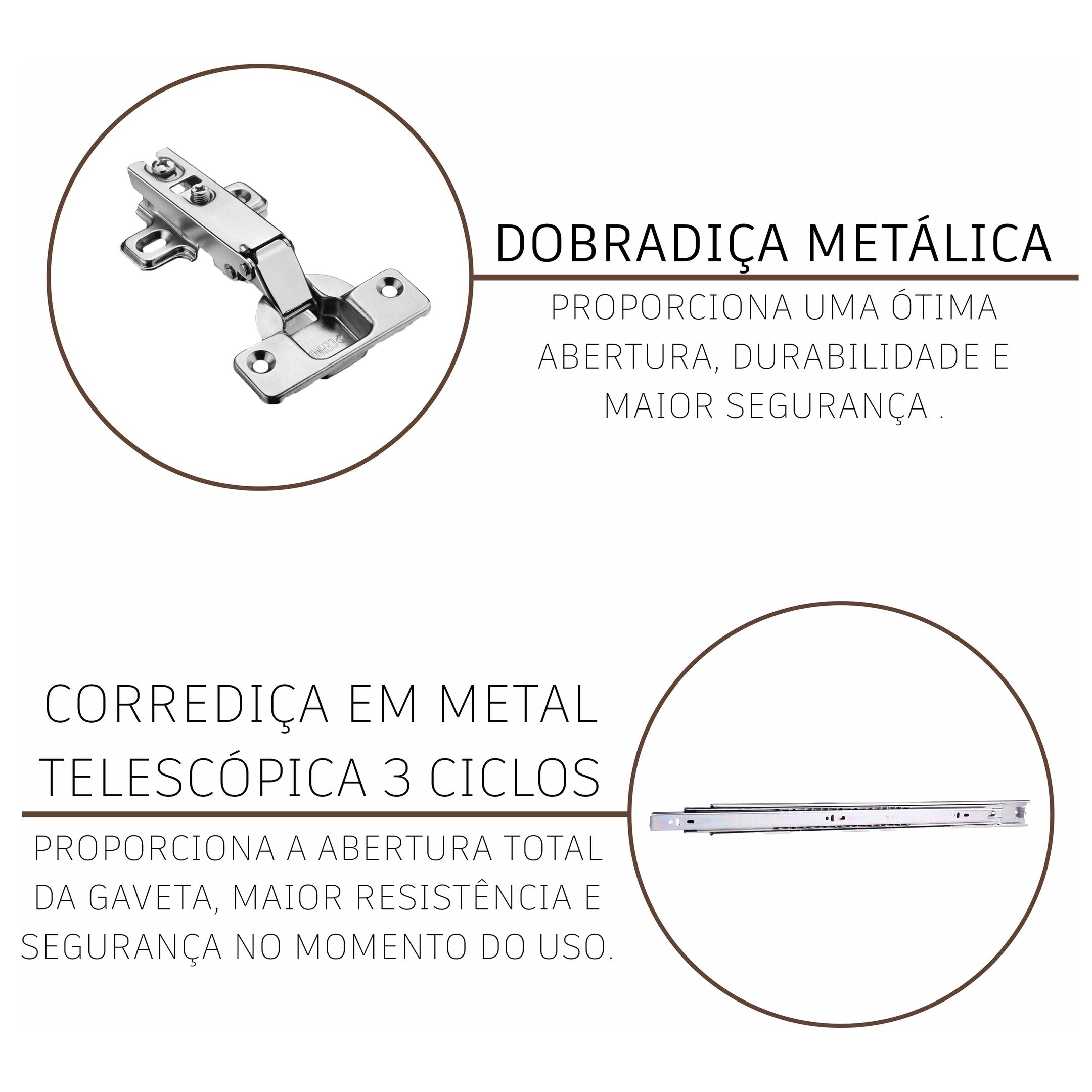Cozinha Completa Fidelitá Paris 7 Peças 600cm 16 Portas 6 Gavetas com Tampo Nogal/Salinas 600x53x204,5cm