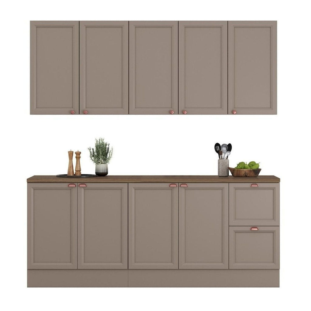 Cozinha Completa Modulada Americana 4 Peças com Balcão Tampo e 2 Gavetas Unna Yescasa