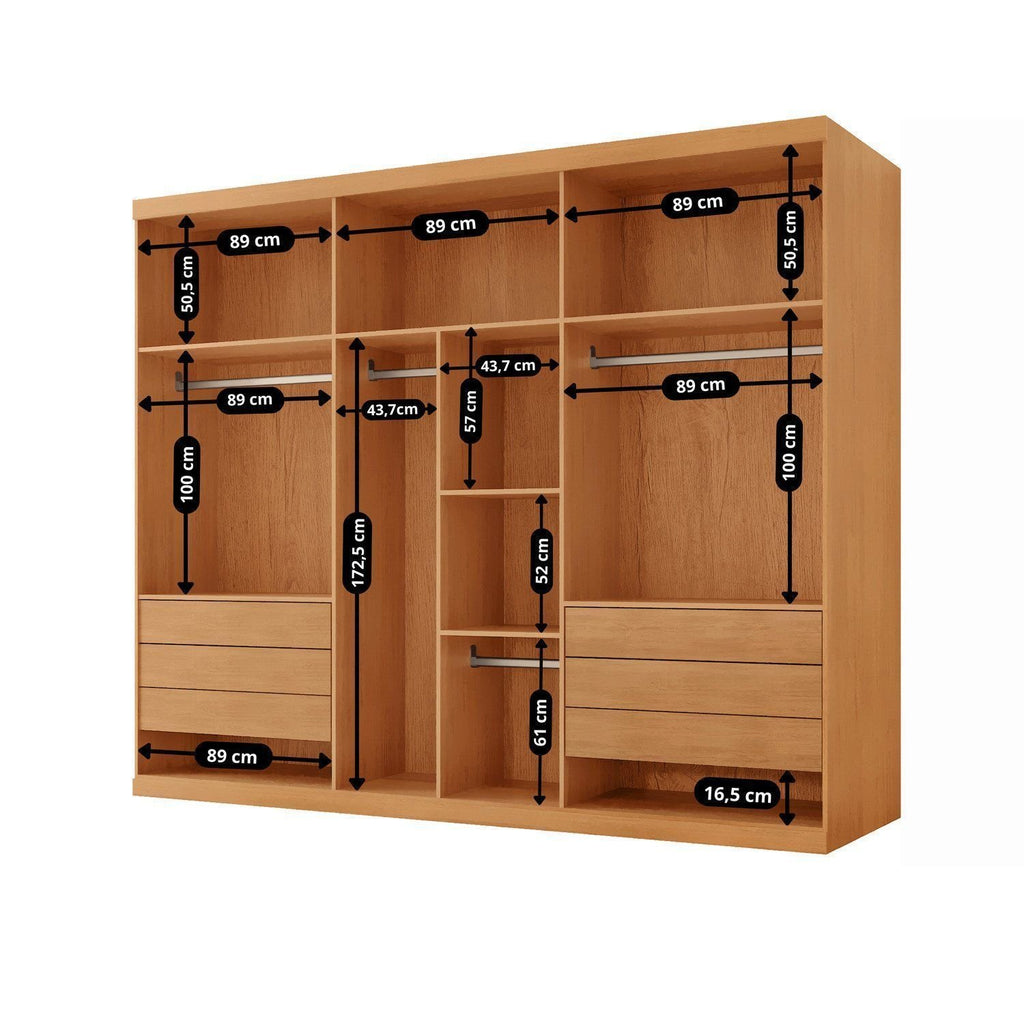 Guarda-Roupa Casal 6 Portas 6 Gavetas Vision Rufato 100% MDF Marrom/Marromle/Off White