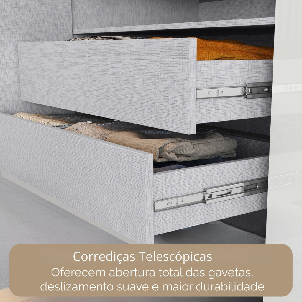Guarda-Roupa Casal 8 Portas 4 Gavetas Paris Espresso Móveis Cinza/Ônix